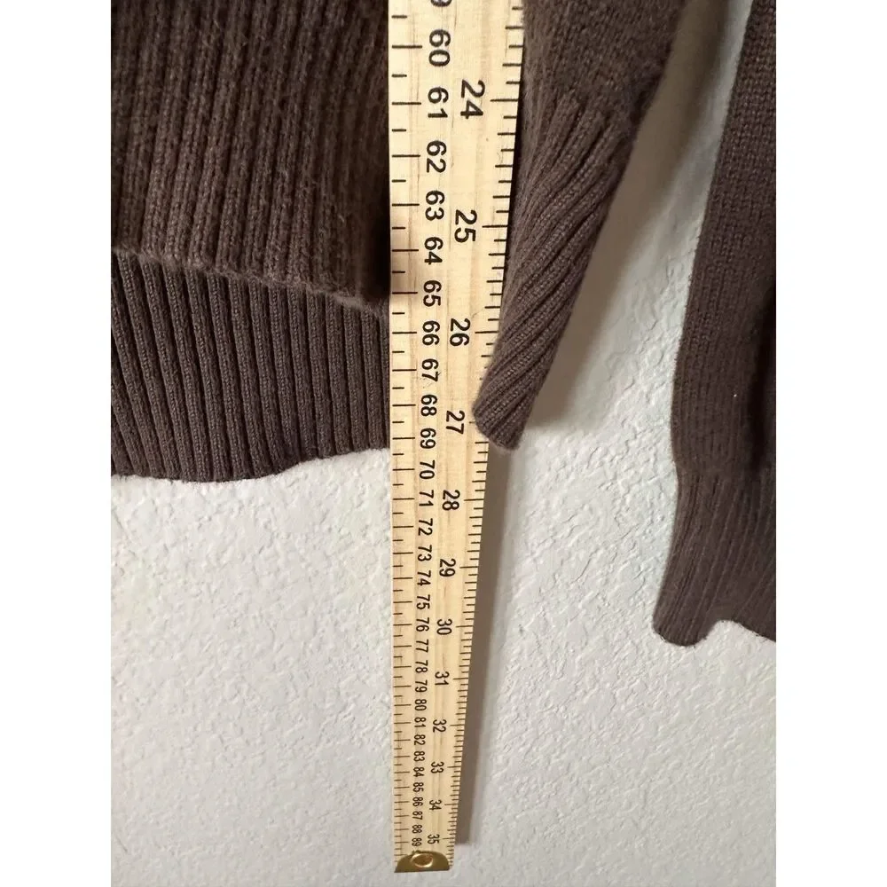 J Crew Men's XL Quarter Zip Sweater Brown Mock Neck Cotton Knit Pullover Cozy